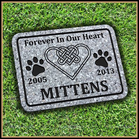 When someone is buried in a cemetery, a marker is usually placed at the head of the grave to identify who is buried there, often stating the name of the deceased and the dates of birth and death, as well as other personal information or a quote. Pet Memorial Stone | Celtic Infinity Heart | Cat | Dog ...