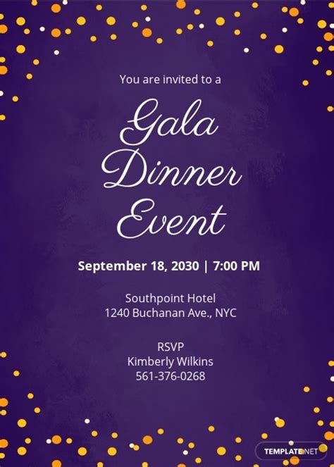 gala dinner night invitation template   word  psd