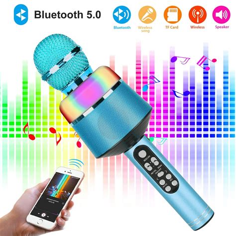 Wireless 5 In 1 Bluetooth Karaoke Microphone Eeekit Portable