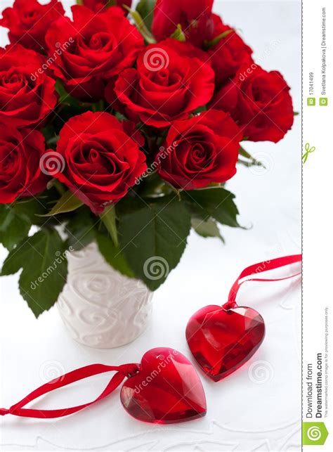 Red Roses And Hearts Royalty Free Stock Images Image 17041499