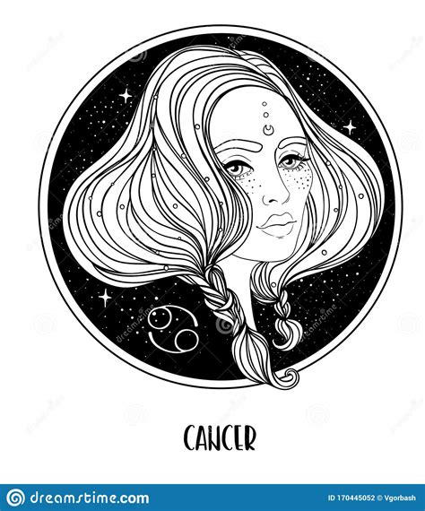 Illustration Of Cancer Astrological Sign As A Beautiful Girl Zodiac