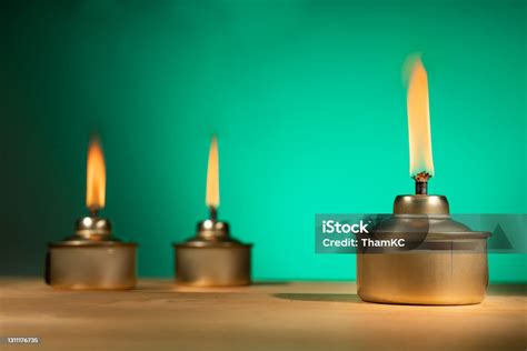 Pelita Or Oil Lamp Traditional Malay Oil Lamp Lit Up During Ramadan And