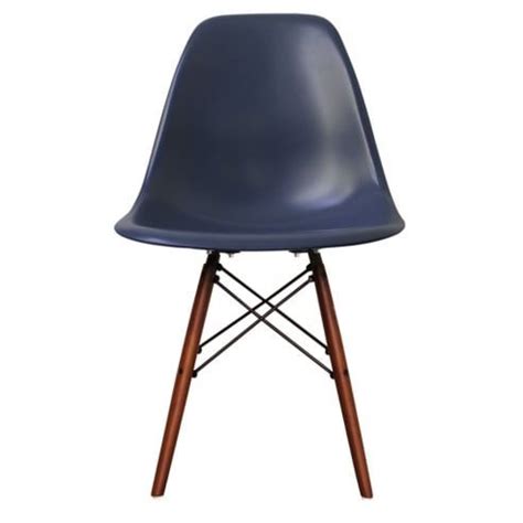 Leather soft pads with aluminum frames. The Inventors Navy Blue Eiffel Chair with Wooden Legs ...