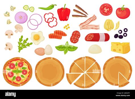 Cartoon Pizza Ingredients Italian Cuisine Fast Food Cooking Time