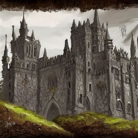 Beautiful Gothic Castle Landscape In The Style Of Dnd Stable