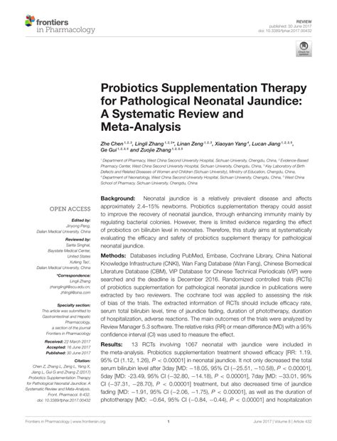 Pdf Probiotics Supplementation Therapy For Pathological Neonatal