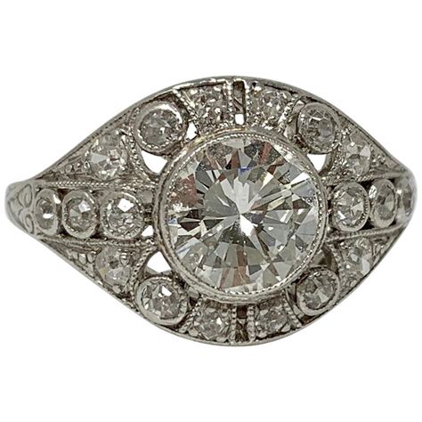 1920 Antique White Old European Cut Diamond Engagement Ring In Platinum