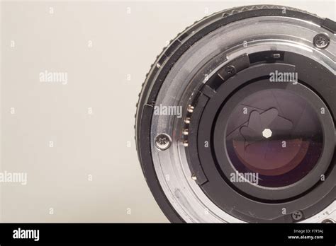 Close Up Image Of The Rear End Of A Camera Lens Showing Diaphragms And