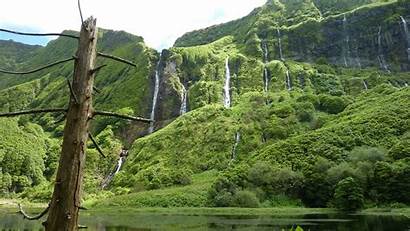 Azores Portugal Waterfall Azoren Mountain Landscape Travel