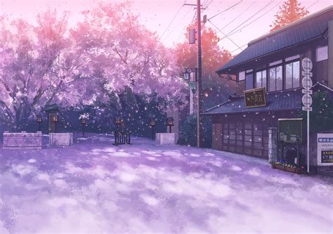Download 2385x1676 Anime Landscape Sakura Blossom