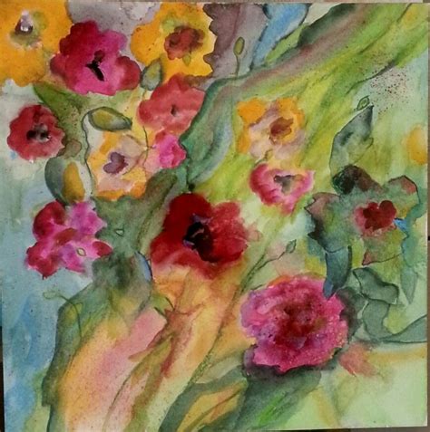 Flowers In Watercolor 25 X 25 Cm By Karin Goeppert Available Painting