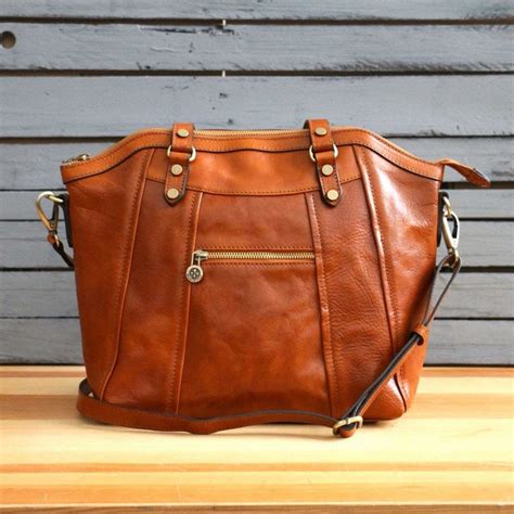Women's Large Light Brown Italian Leather Handbag- Vintage Rebellion