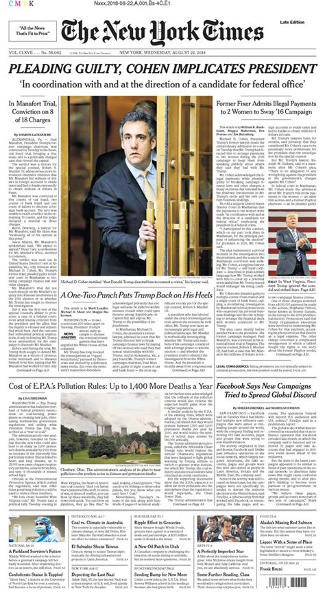 The New York Times On Twitter Heres The Front Page Of The New York