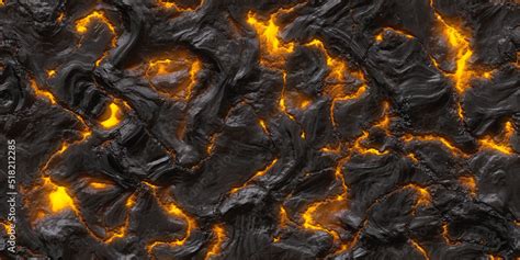 Seamless Molten Lava And Melting Volcanic Rock Background Texture