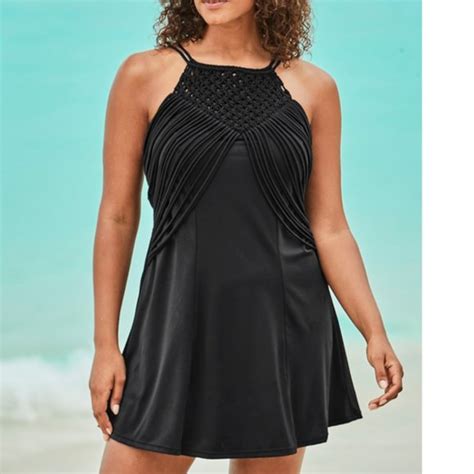 Swimsuits For All Swim Nwt High Neck Macrame Swimdress Swimsuits