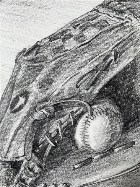 How To Draw A Baseball And Glove With Pencil