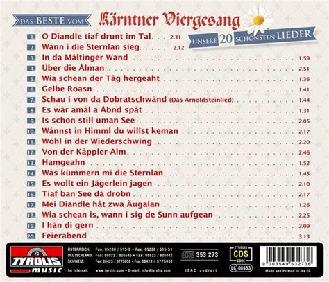 Das Beste Unsere Sch Nsten Lieder Von K Rntner Viergesang Auf Audio
