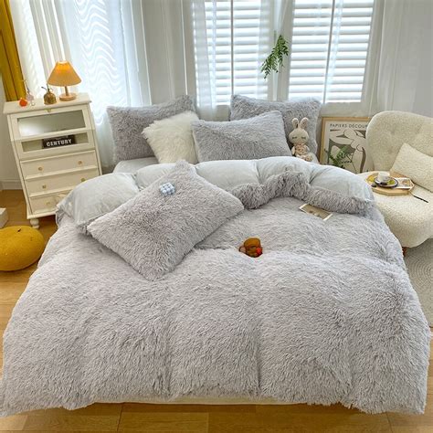 34pcs Fluffy Mink Bedding Set Plush Linens Hairy Winter Beds Covers