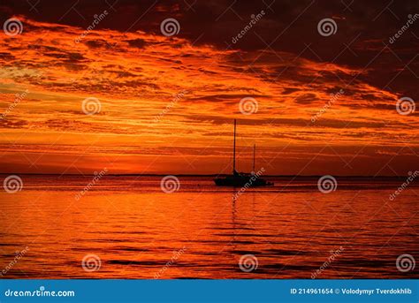 Summer Traveling Cruise Sailboats At Sunset Ocean Yacht Sailing Along