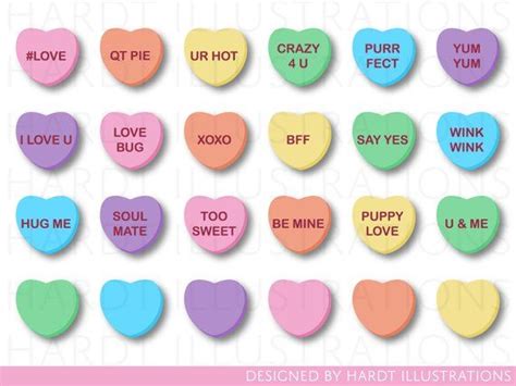 Classic Candy Heart Clipart Conversation Hearts Valentine Clipart