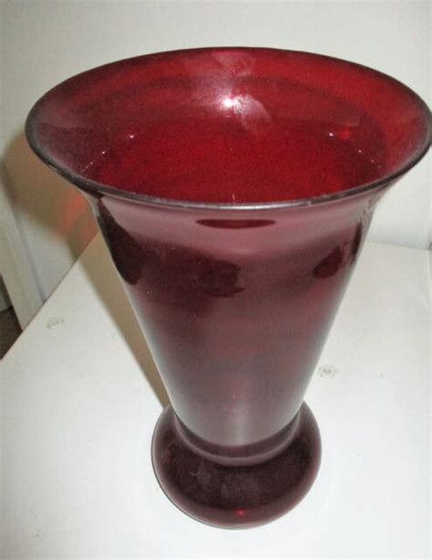 Antique Red Glass Vase 12 Tall 80 100 Years Old Ebay