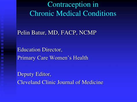 Ppt Contraception In Chronic Medical Conditions Powerpoint