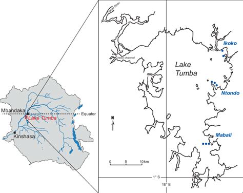 Maps Showing Location Of Lake Tumba In The Congo River Drainage Area
