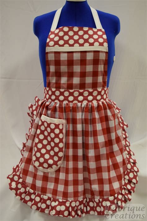 Retro Vintage 50s Style Full Apron Pinny Red And White Check By