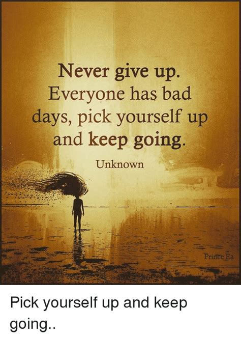 Never Give Up Everyone Has Bad Days Pick Yourself Up And Keep Going