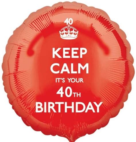 Amscan Keep Calm Its Your 40th Birthday Foil Balloon Hs40 Red For Sale