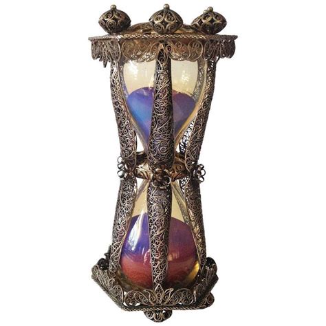 Unique Hourglass 18th Century French Silver Filigree Hourglass From