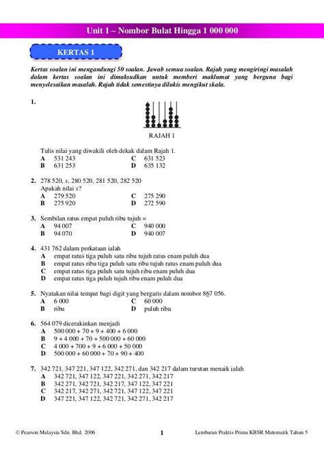 Latih Tubi Soalan Latihan Matematik Tahun 5 Cuti Bulan Mac 1