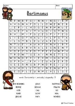 Miracle Healing Of Blind Bartimaeus Blind Man Jesus Word Search Puzzle