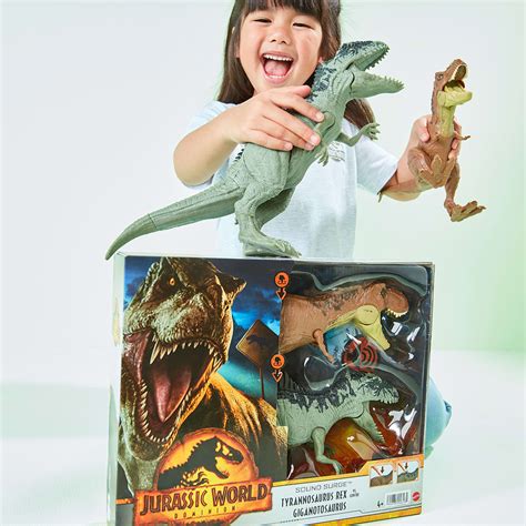 2 Pack Jurassic World Dominion Sound Surge Tyrannosaurus Rex Vs Giganotosaurus Dinosaur Figure