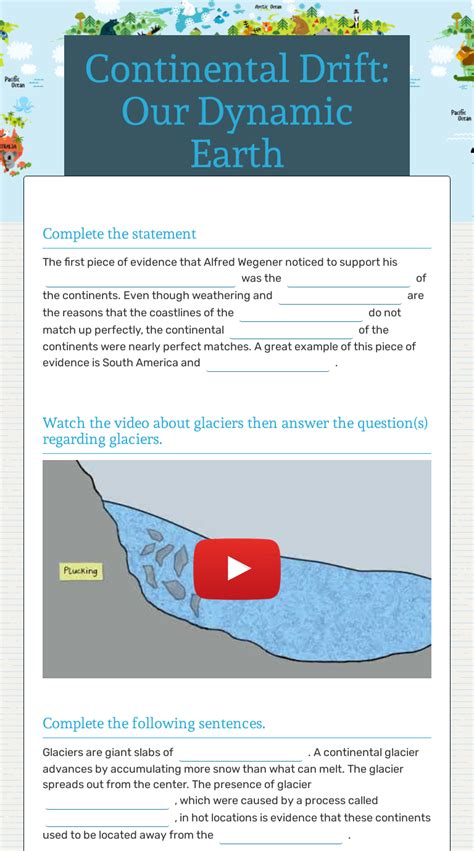 Continental Drift Our Dynamic Earth Interactive Worksheet By Vanessa