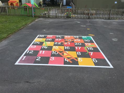 1 36 Snakes And Ladders Swindon Playground Painting School Wall Art