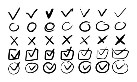Check Mark Doodle With Checklist And Checkbox V Box List Tick And Hand Drawn Sketch Brush