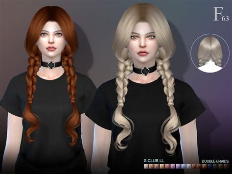 Curly Double Braids Hair N63 By S Club Ll At Tsr Sims 4 Updates