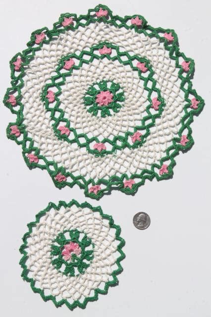 Crochet Flower Doily Lot Vintage Lace Doilies Pretty Colored Thread