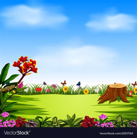 Beautiful View With Blue Sky And Garden Royalty Free Vector