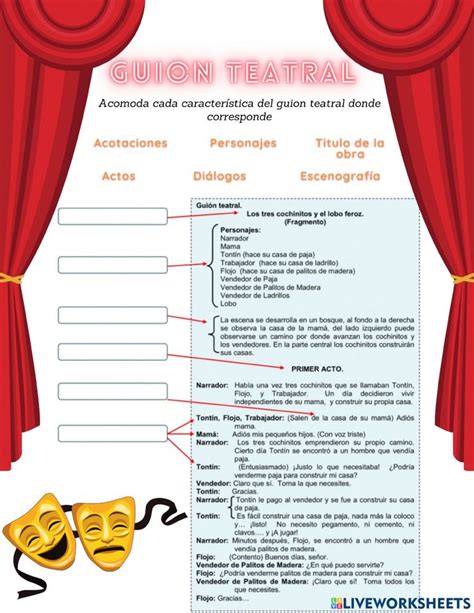 Guion Teatral Worksheet Genero Dramatico Actividades Para Primaria Actividades De Teatro