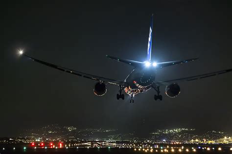 Boeing Airplane Aircraft Boeing 777 Night Airport Runway Landing