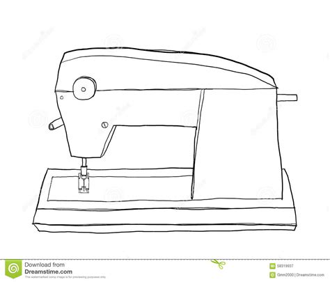 Children Sewing Machine Cute Lineart Vintage Stock