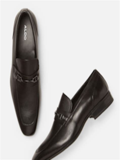 Buy Aldo Men Black Solid Leather Formal Loafers Formal Shoes For Men