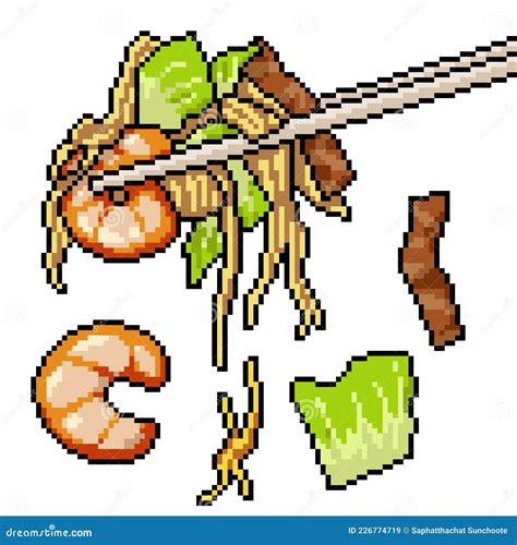 Pixel Art Asian Noodle Chopstick Stock Vector Illustration Of Doodle
