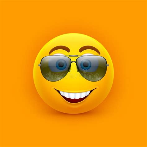 Emoji Nos óculos De Sol ícone Cômico Sorriso Emoticado Amarelo Usando