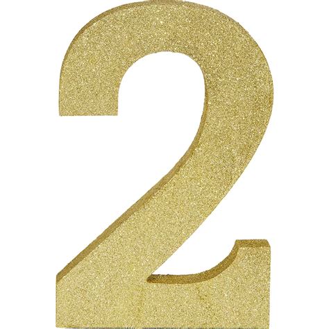Glitter Gold Number 2 Sign 6in X 9in Party City