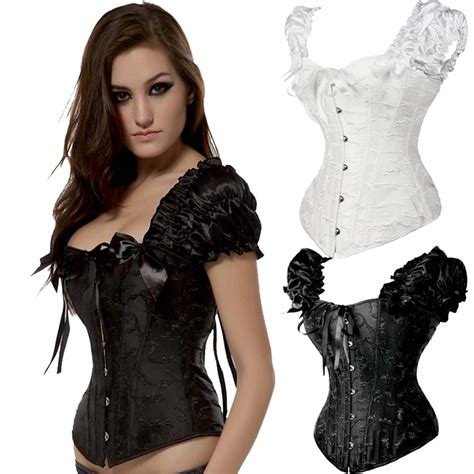 steal boned bustier corset waist training lace up burlesque corsets basque black