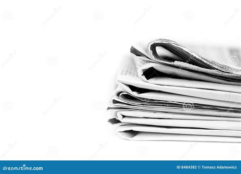 Stack Of Newspapers In Black And White Isolated Stock Photo Image Of