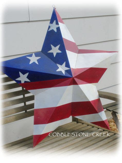 30 Metal Star Red White And Blue Hand Painted By Cobblestonecreek 3500